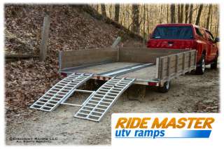 Ride Master Folding UTV Ramps on utility trailer
