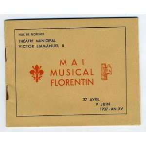  Mai Musical Florentine Booklet & Flyer 1937 Italy Opera 