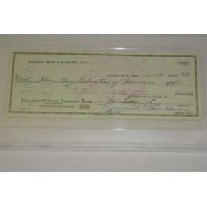 Vince Lombardi Packers Signed Authentic Check Psa/dna 9