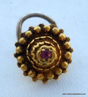 22k gold nose stud nose pin antique tribal old rabari  