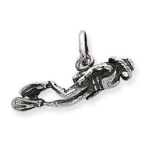   Sterling Silver Antiqued Scuba Diver Charm QC4160 Jewelry