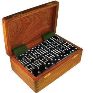 Domino Double Nine Black in Dovetail Jointed Sheesham Wood Box   Jumbo 
