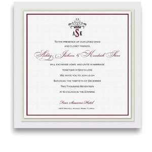   Square Wedding Invitations   Monogram Dove Grey Crown