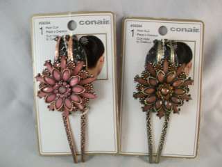 Conair Hair Clip Fork With Rhinestone Decorative Stones Color Pink 