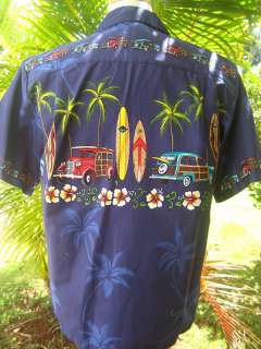   CARS & SURFBOARDS Palm Tree Mens Hawaii Hawaiian Aloha Shirt  