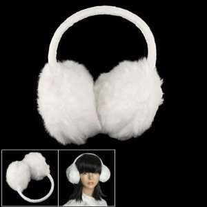 Lady Plastic Frame White Fluffy Ear Warmers Earmuffs  