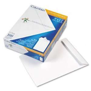  Grip Seal Catalog Envelopes, 9 x 12, 28lb, White Wove, 100 