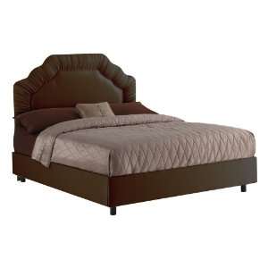   Chocolate Shirred Border Upholstered Fabric Bed Furniture & Decor