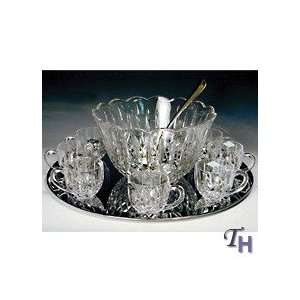   Lead Crystal Freedom 11 Piece Punch Bowl & Cups & Ladle & Tray Set