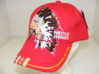 CHIEF FEATHERS HEAD DRESS INDIANS NATIVE INDIAN RED HAT  