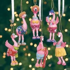  6 TROPICAL Pink FLAMINGO Luau Ornaments/PARTY Decor 