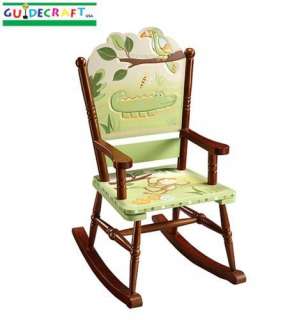 New Wooden Kids Jungle Hand Painted Wood Rocking Chair  