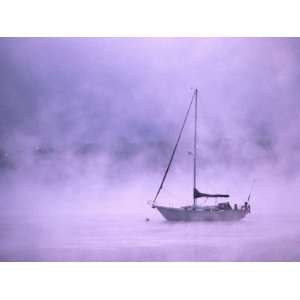  Boat in Early Morning Fog on Saint John River Fredericton 