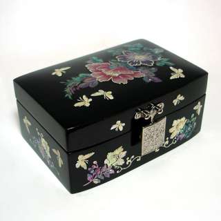   Korean Lacquer Wooden Jewelry Treasure Trinket Small Box Chest  