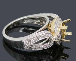 Round 18kt Two Tone Gold Diamond Semi Mount Ring  