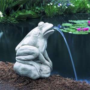   Garden Frog Cast Stone Garden Statue Natural, Natural Patio, Lawn