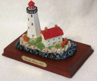 Sandy Hook Lighthouse NJ New Jersey Wood Base Model Miniature Resin 