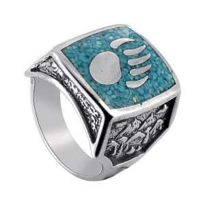  Sterling Silver Turquoise Gemstone Inlay Southwestern Band 