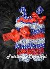 Baby Girl Blue Star Red White Lace Petti Rompers Straps Bow Headband 