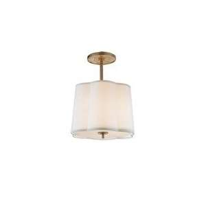 Barbara Barry Simple Scallop Pendant in Soft Brass with Silk Shade by 