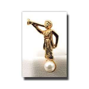 Moroni Tie Tack (Gold with Pearl)   Gold Color Angel Moroni Lapel Pin 