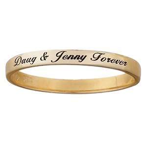   Gold over Sterling Laser Top Engraved Name/Message 3mm Band Jewelry