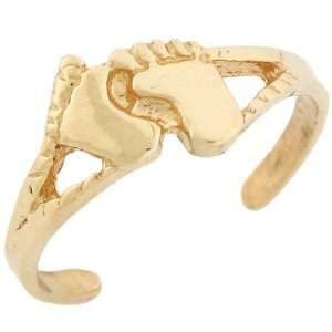  10k Solid Yellow Gold Baby Feet Toe Ring Jewelry