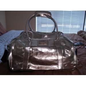  Betsey Johnson 24k Silver Large Duffel Bag Luggage 