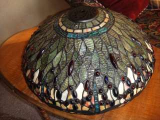   Tiffany Dragonfly Stained Glass Lamp Shade Signed Numbered  