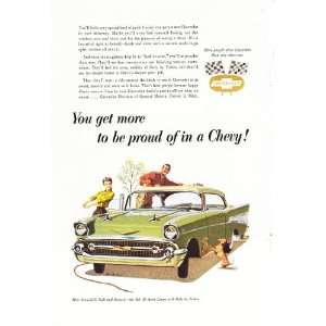  1957 Ad Chevy Bel Air Sport Coupe Green Car Wash Original 