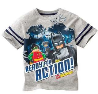 BATMAN Lego Ready for Action Tee Shirt GRAY 4 5 6 7  