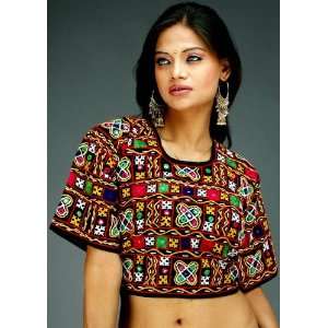  Antique Coffee Brown Gujarati Choli with Thread Work and 