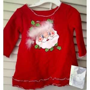  Flapdoodles Baby Girl Holiday Sleigh Red Santa Claus Top 