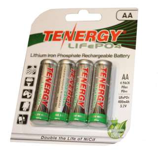 4pk Tenergy Solar Tech 3.2V AA LiFePO4 Rechargeable Batteries  