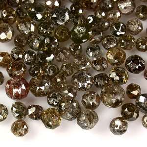 1ct scoop Loose Genuine Natural Brown Diamond, Drilled Faceted Beads 