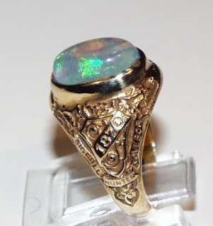Colorful Australian Jelly Opal 14KT Gold Vintage Ring  