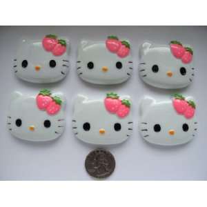 Xl Resin Cabochon Flat Back Kitty Cat Hot Pink Strawberry Cellphones 