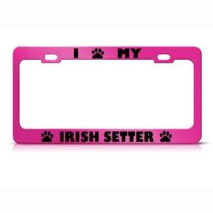 Irish Setter Dog Pink Animal Metal License Plate Frame Tag Holder