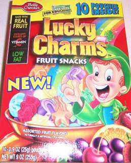 1998 Lucky Charms Fruit Snacks Box z77  