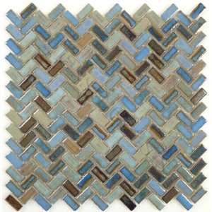  Tranquil Sky Herringbone Blue Bathroom Glossy Ceramic 