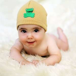  Tan Frog Applique Cotton Hat Baby