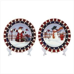  CHRISTMAS PLATE SET WITH DISPLAY STANDS