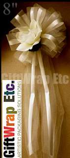   PEW BOWS NET TULLE ROSES WEDDING CHURCH AISLE CHAIR DECORATIONS  