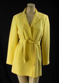 Oscar de la Renta Yellow Jacket 2 Suit Dress Coat with Tie Belt 
