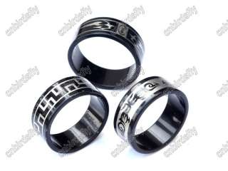 Wholesale lots 25 black laser stainless steel Rings  