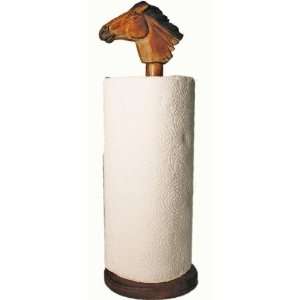  Horse Wood carved Paper Towel Holder Rack 16