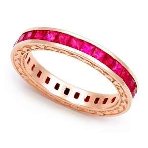  18k Rose Gold Channel set Ruby Eternity Band Ring, 5.5 