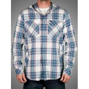  RVCA Clothing Anoka Plaid Button Up Hoodie Sports 