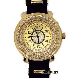 Classy Gold Finish Iced Out Mens Big Face Hip Hop Watch  