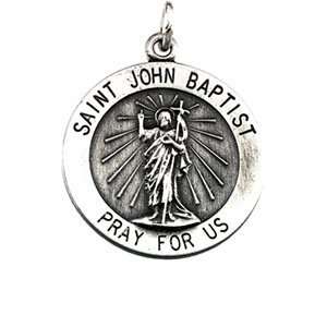  Sterling Silver Round St John The Baptst Pendant Mdl 18.5 